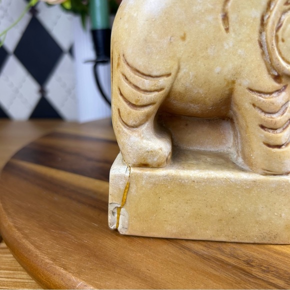 Vintage Carved Stone Elephant Bookends — Heavy, Hand-Finished, Global Decor - Picture 8 of 8